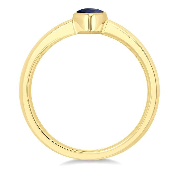 6X4 MM Pear Shape Sapphire Precious Solitaire Ring in 14K Yellow Gold
