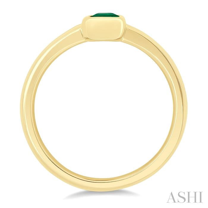 6x4 MM Octagon Shape Emerald Precious Solitaire Ring in 14K Yellow Gold