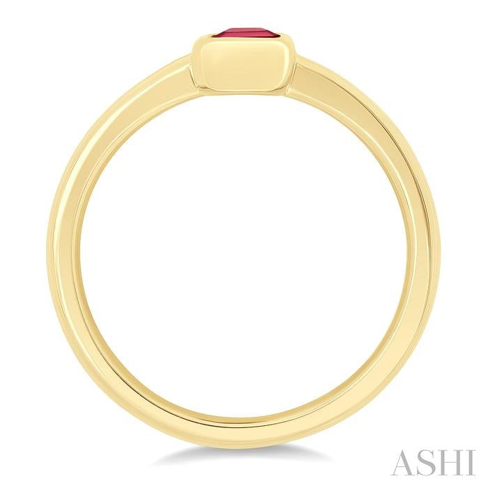 6x4 MM Octagon Shape Ruby Precious Solitaire Ring in 14K Yellow Gold