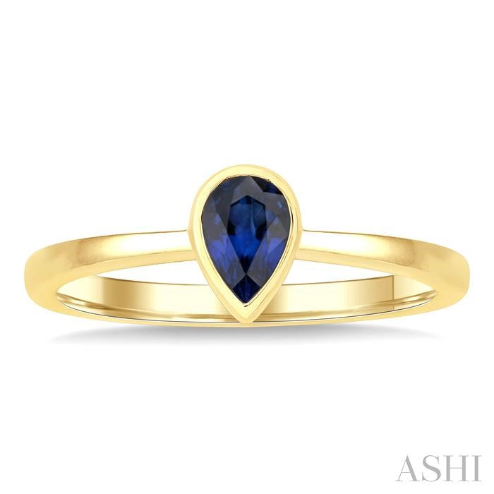 6x4 MM Pear Shape Sapphire Precious Solitaire Ring in 14K Yellow Gold