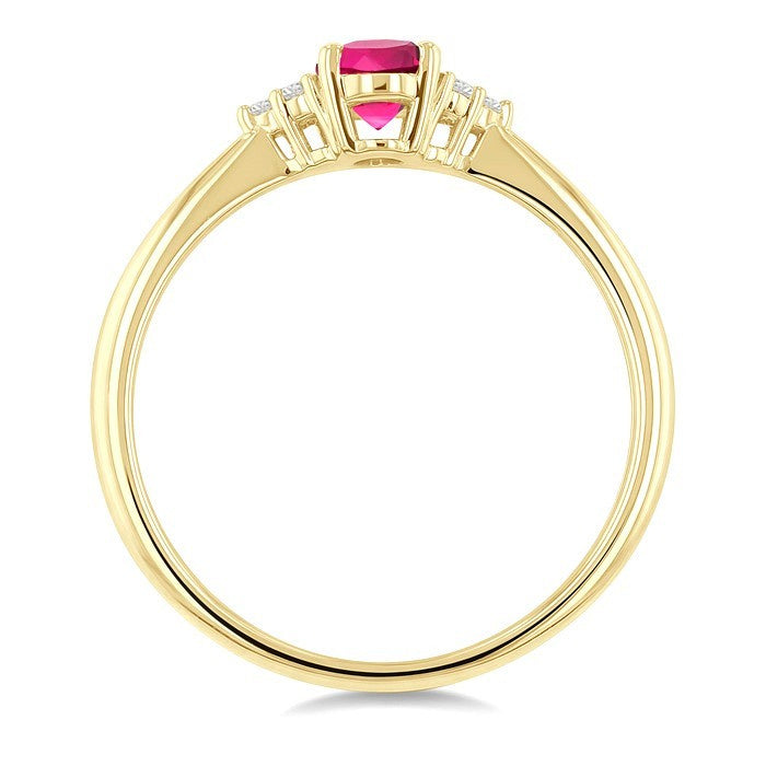 1/20 Ctw Oval Cut 6X4 MM Pink Tourmaline and Round Cut Diamond semi-precious Ring in 10K Yellow Gold