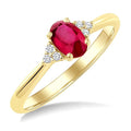 1/20 Ctw Oval Cut 6X4 MM Ruby and Round Cut Diamond semi-precious Ring in 10K Yellow Gold