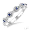 1.4 MM Round Shape Sapphire and 1/5 Ctw Evil Eye Round Cut Diamond Stackable Precious Fashion Ring in 10K White Gold