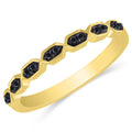 Geometric Grace 10K Yellow Gold Black Diamond Stackable Ring