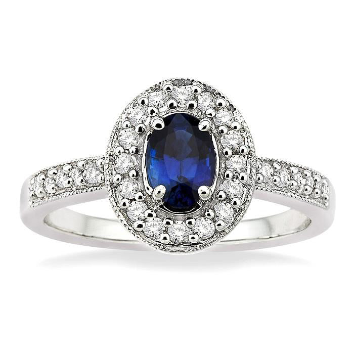 Oval Shape Gemstone & Halo Diamond Ring