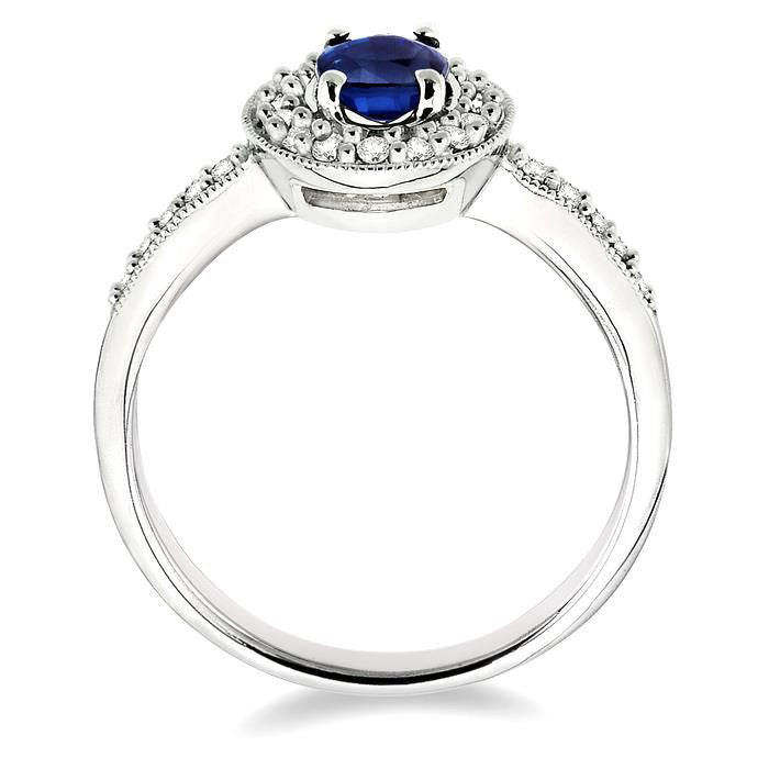Oval Shape Gemstone & Halo Diamond Ring