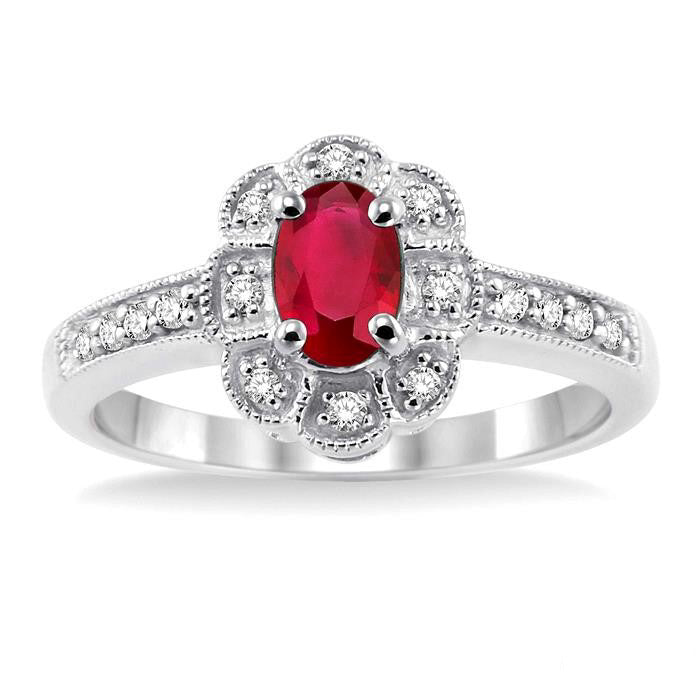 Oval Shape Gemstone & Diamond Ring
