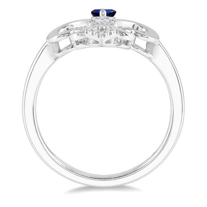 Fleur De Lis Gemstone & Halo Diamond Ring