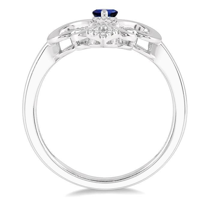 Fleur De Lis Gemstone & Halo Diamond Ring