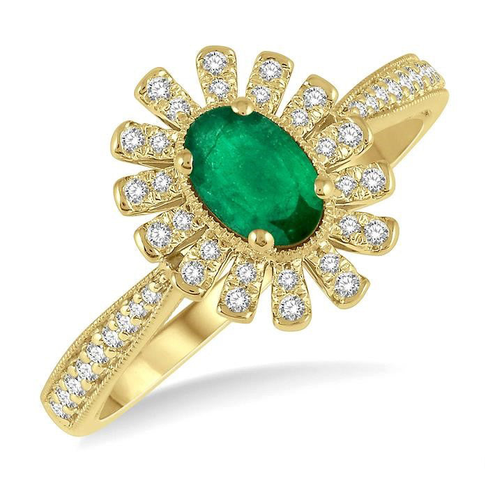 Oval Shape Gemstone & Diamond Ring