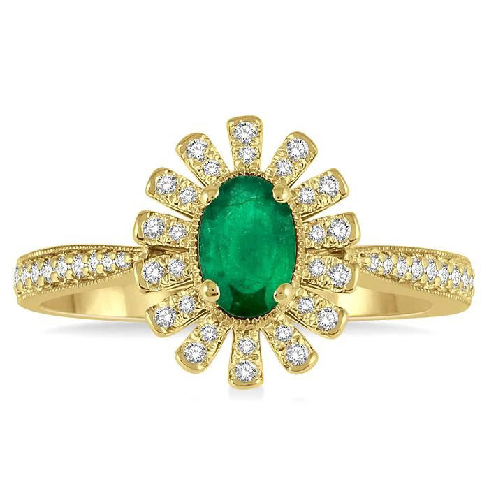 Oval Shape Gemstone & Diamond Ring
