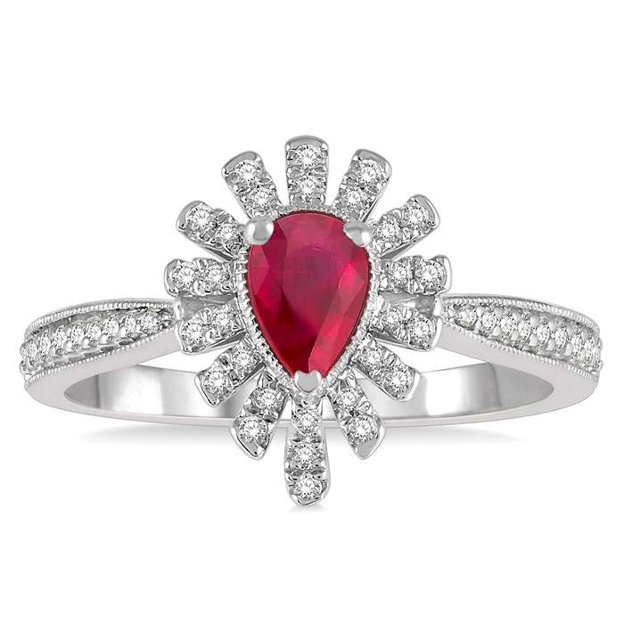 Pear Shape Gemstone & Diamond Ring