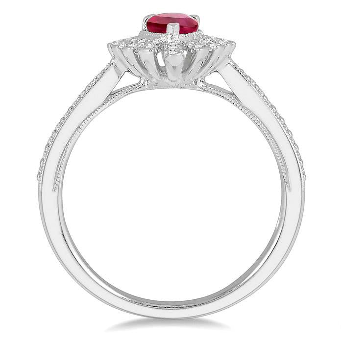 Pear Shape Gemstone & Diamond Ring