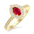 Oval Shape Art Deco Gemstone & Halo Diamond Ring