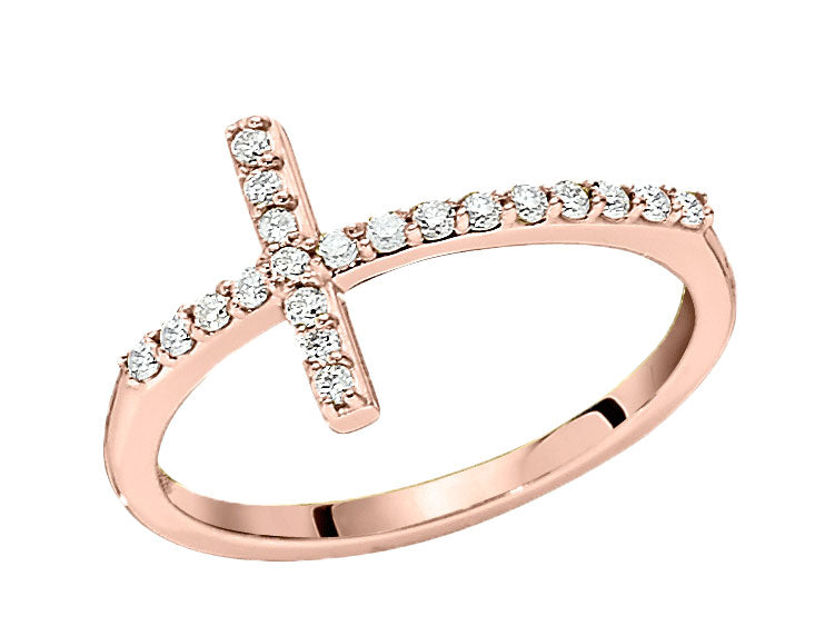 Diamond Sideways Cross Ring