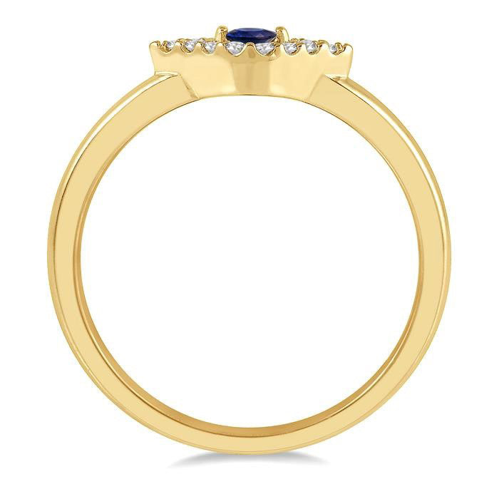 Stackable Evil Eye Gemstone & Petite Diamond Fashion Ring
