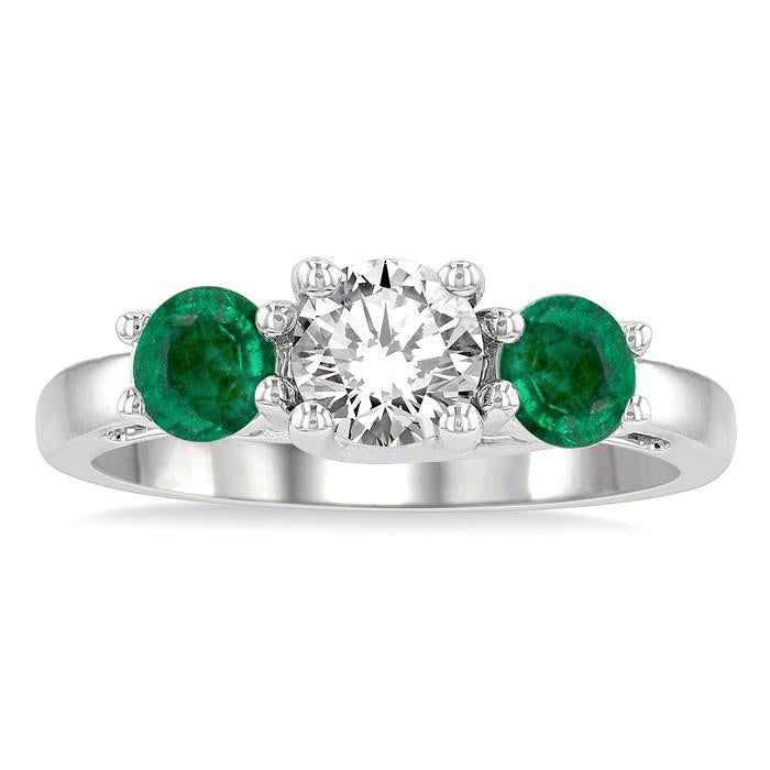 Round Shape Past Present & Future Gemstone & Diamond Ring