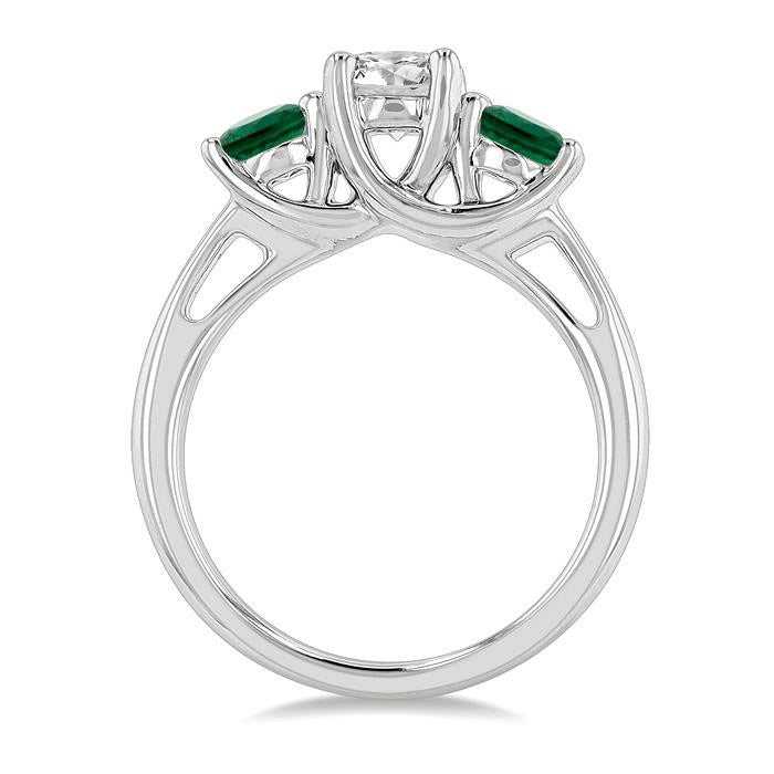 Round Shape Past Present & Future Gemstone & Diamond Ring