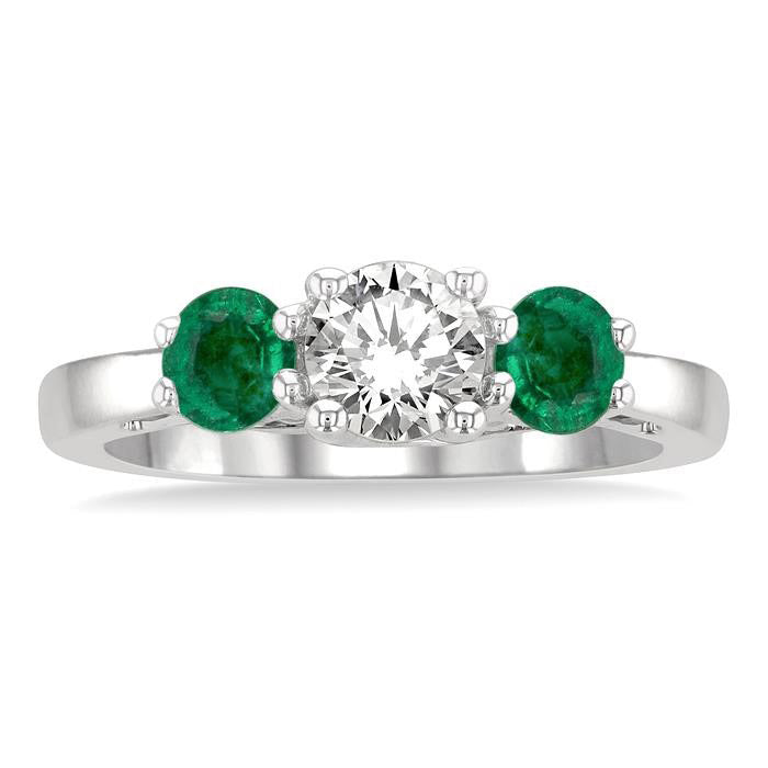 Round Shape Past Present & Future Gemstone & Diamond Ring