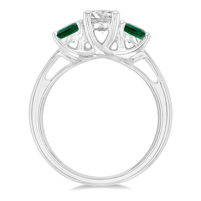 Round Shape Past Present & Future Gemstone & Diamond Ring