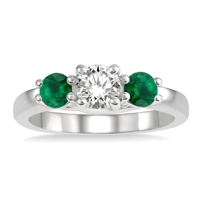 Round Shape Past Present & Future Gemstone & Diamond Ring