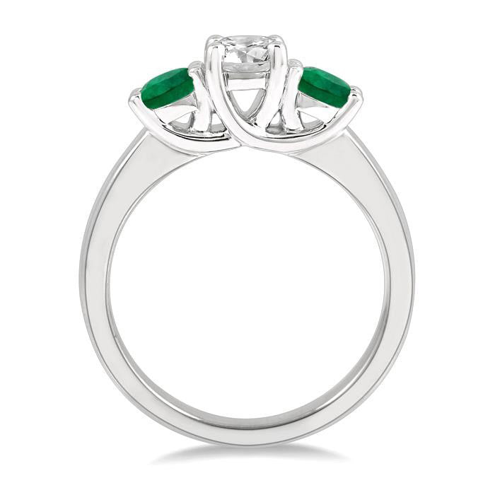 Round Shape Past Present & Future Gemstone & Diamond Ring