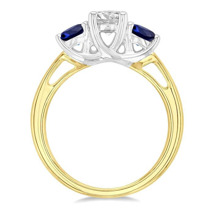 Round Shape Past Present & Future Gemstone & Diamond Ring