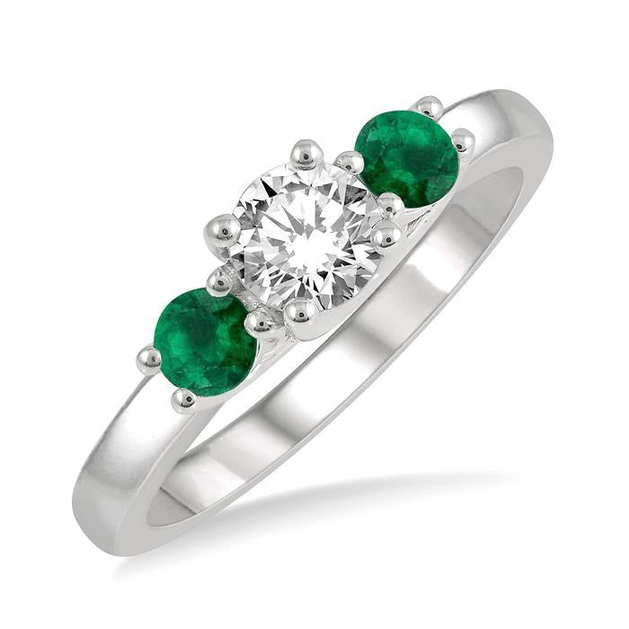 Round Shape Past Present & Future Gemstone & Diamond Ring