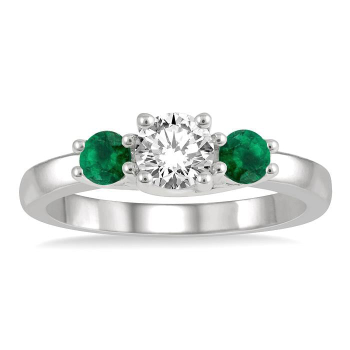 Round Shape Past Present & Future Gemstone & Diamond Ring