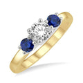 Round Shape Past Present & Future Gemstone & Diamond Ring