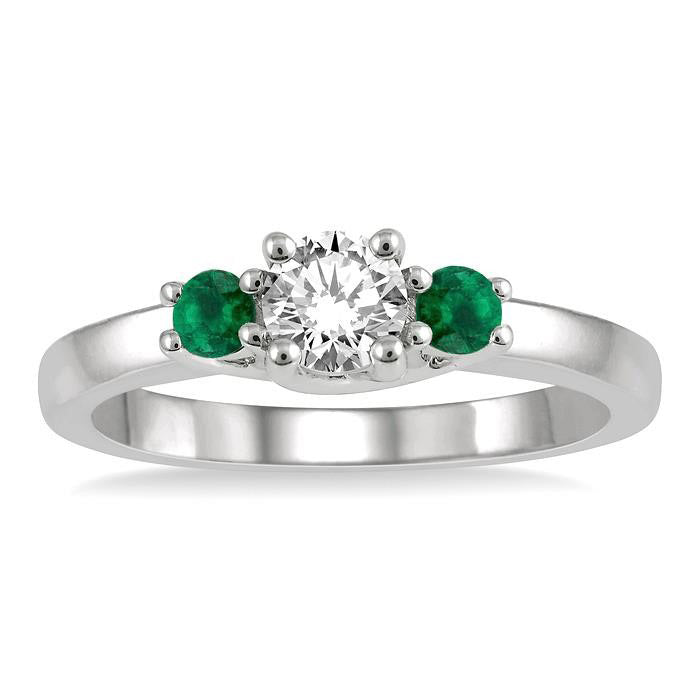 Round Shape Past Present & Future Gemstone & Diamond Ring