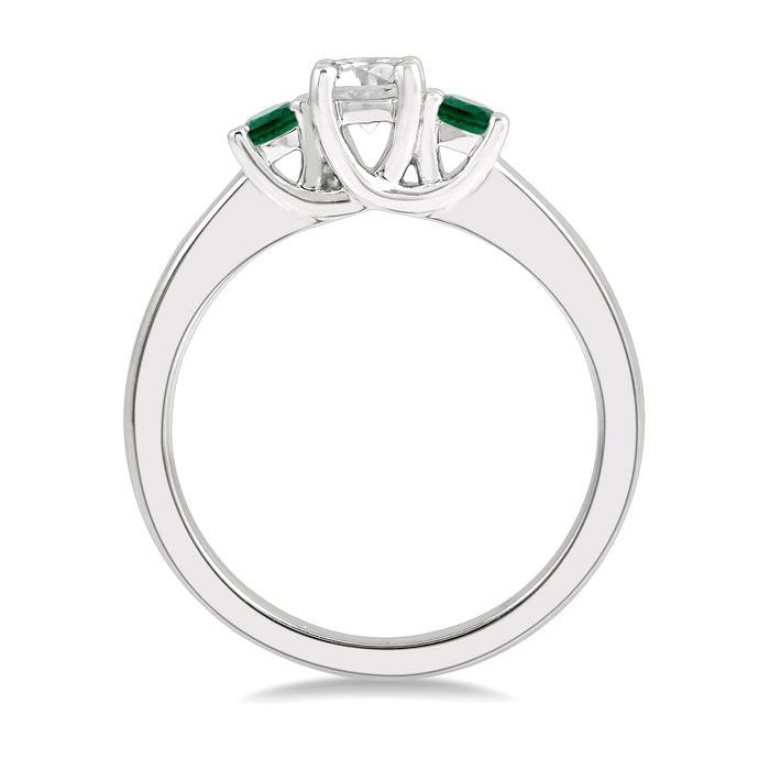 Round Shape Past Present & Future Gemstone & Diamond Ring