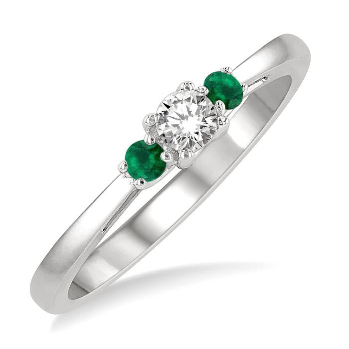 Round Shape Past Present & Future Gemstone & Diamond Ring