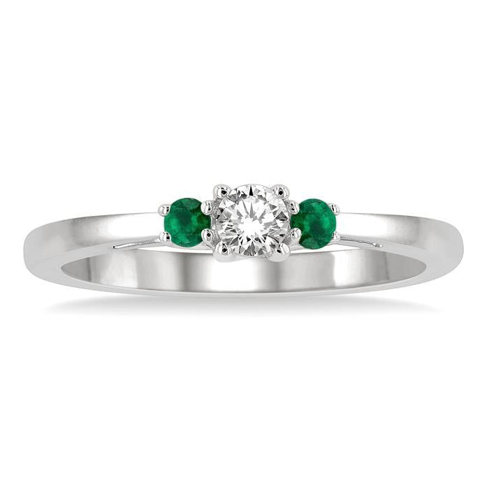 Round Shape Past Present & Future Gemstone & Diamond Ring