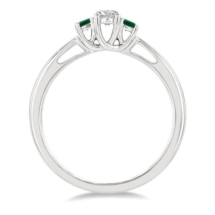 Round Shape Past Present & Future Gemstone & Diamond Ring
