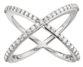 Diamond Round Outline Crisscross Orbit Ring