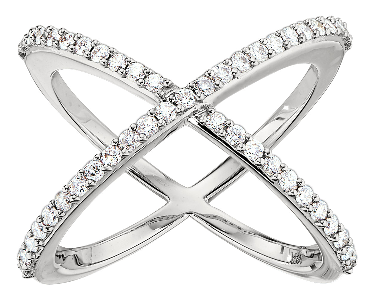 Diamond Round Outline Crisscross Orbit Ring