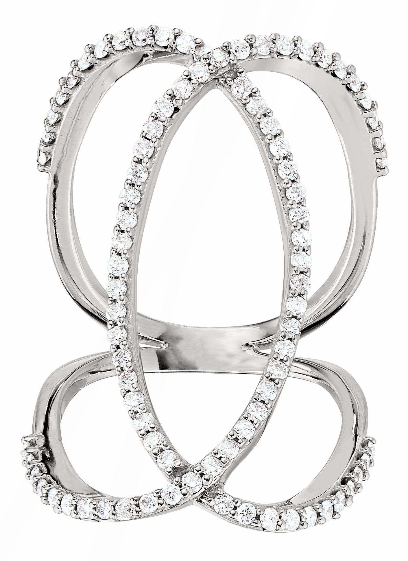 Diamond Oval Outline Double Loop Ring
