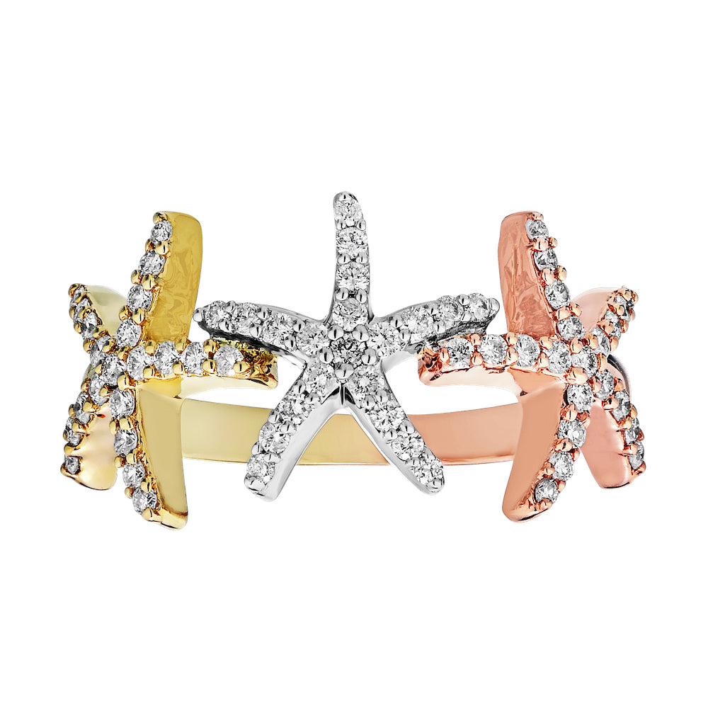 Diamond Triple Star Fish Ring