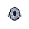Diamond Oval Genuine Sapphire Vintage Style Ring