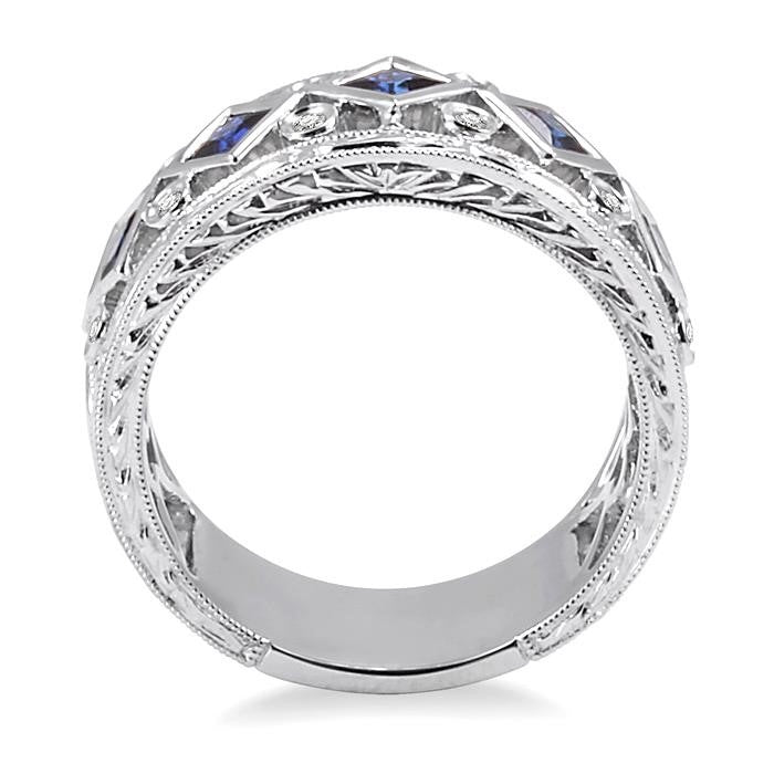 Princess Shape Gemstone & Diamond Fashion Band