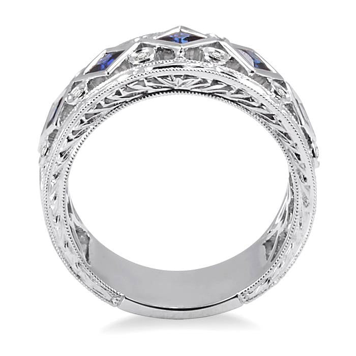Princess Shape Gemstone & Diamond Fashion Band