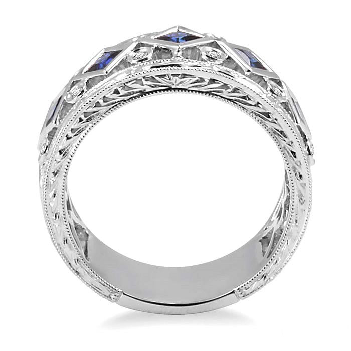 Princess Shape Gemstone & Diamond Fashion Band