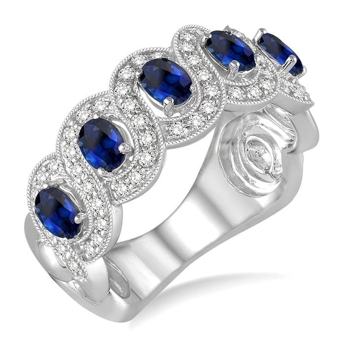 Seraph Gleam Opus Oval Shape Gemstone & Diamond Wedding Band