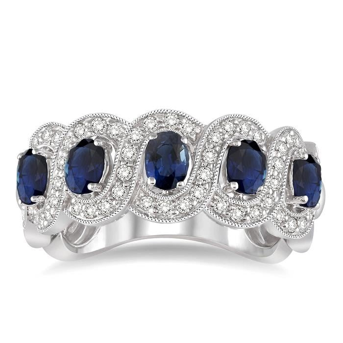 Seraph Gleam Opus Oval Shape Gemstone & Diamond Wedding Band