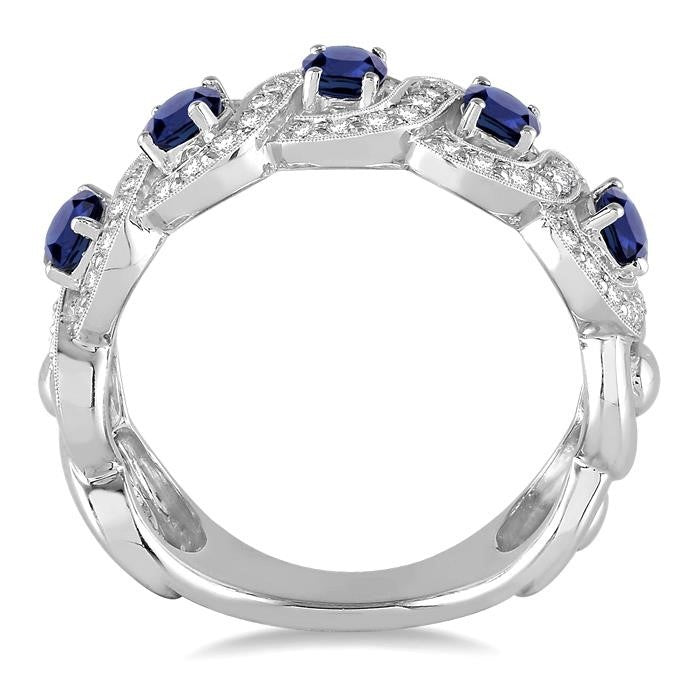 Seraph Gleam Opus Oval Shape Gemstone & Diamond Wedding Band