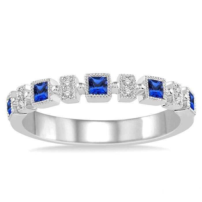 Lyric Antigua Luxe Princess Shape Gemstone & Diamond Band