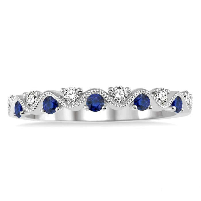 Gemstone & Diamond Wedding Band