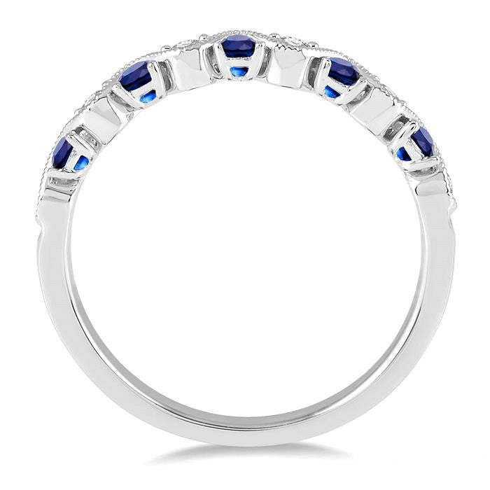 Gemstone & Diamond Wedding Band