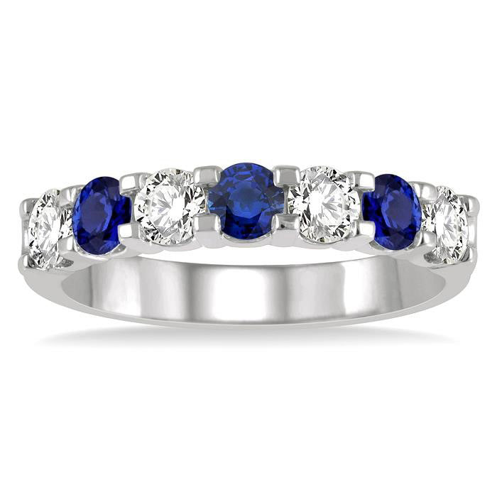 7 Stone Gemstone & Diamond Wedding Band